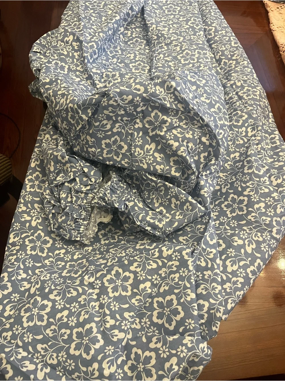 Blue and White Utica Floral Full size Sheet set